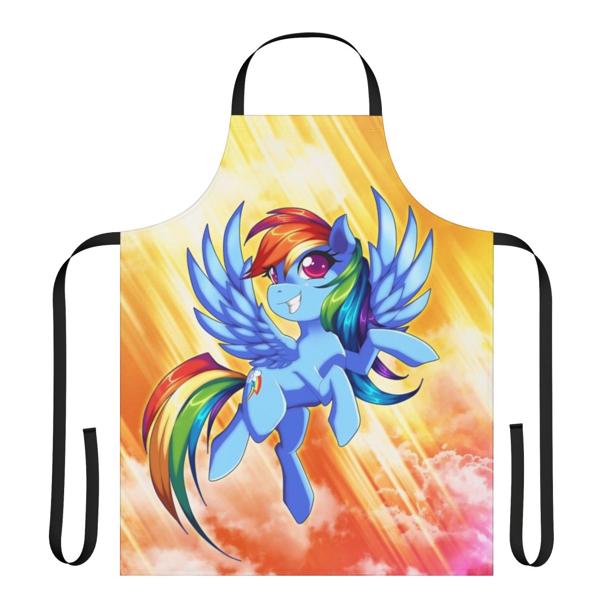 Vibrant rainbow-colored apron with My Little Pony design