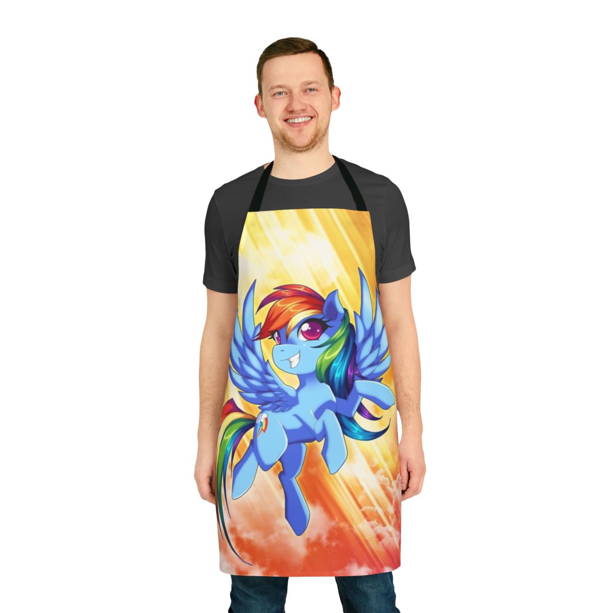 Vibrant rainbow-colored apron with My Little Pony design