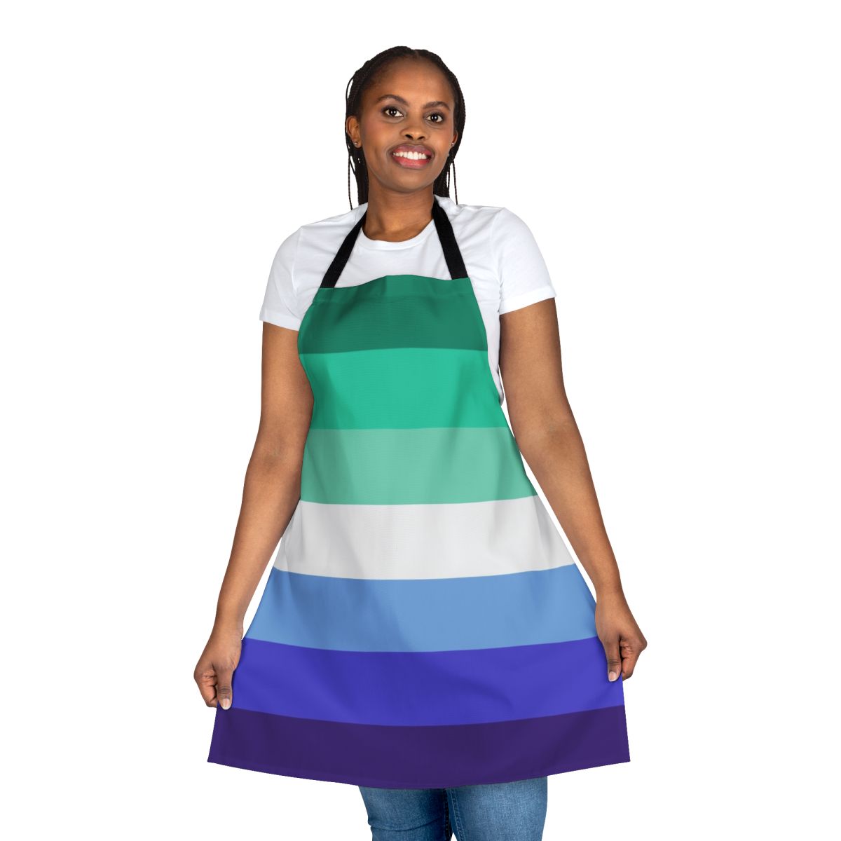 Vibrant rainbow-colored apron with LGBTQ+ pride flag design