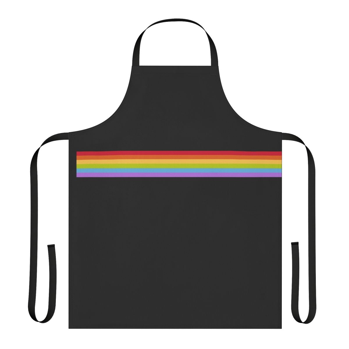 Vibrant rainbow-striped apron with a chest stripe design, perfect for LGBTQ+ pride events and celebrations.
