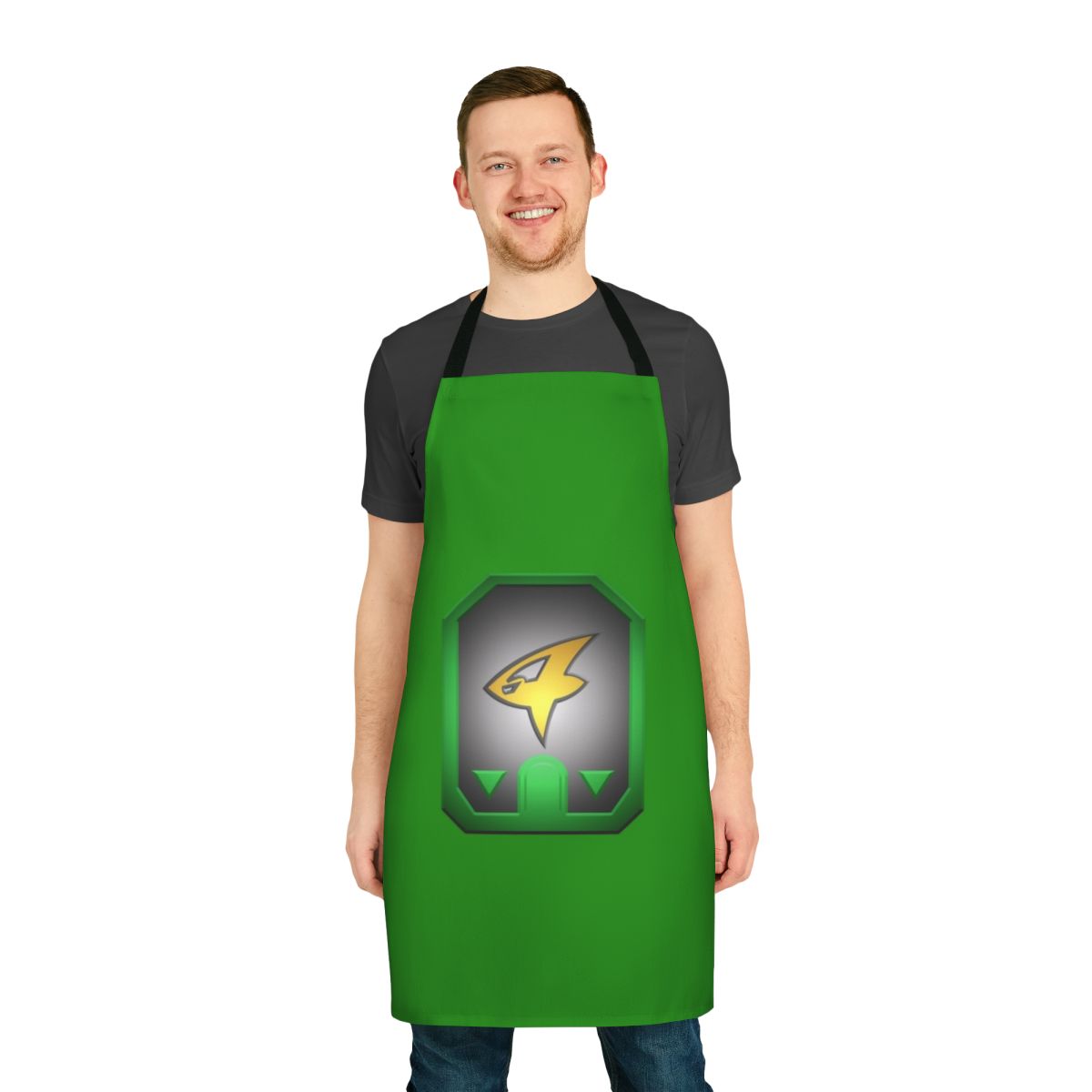 Vibrant apron inspired by the iconic Power Rangers characters and vehicles