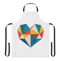 Vibrant retro-style apron featuring a heart-shaped geometric pattern in a variety of colors