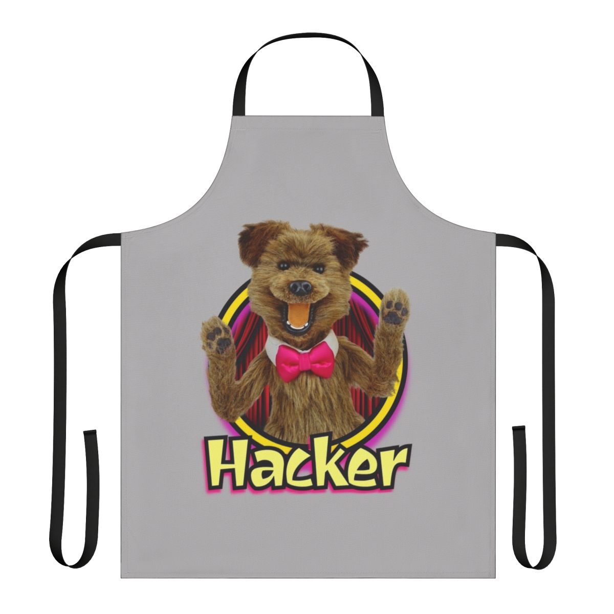 Colorful retro nostalgia puppet monster character apron