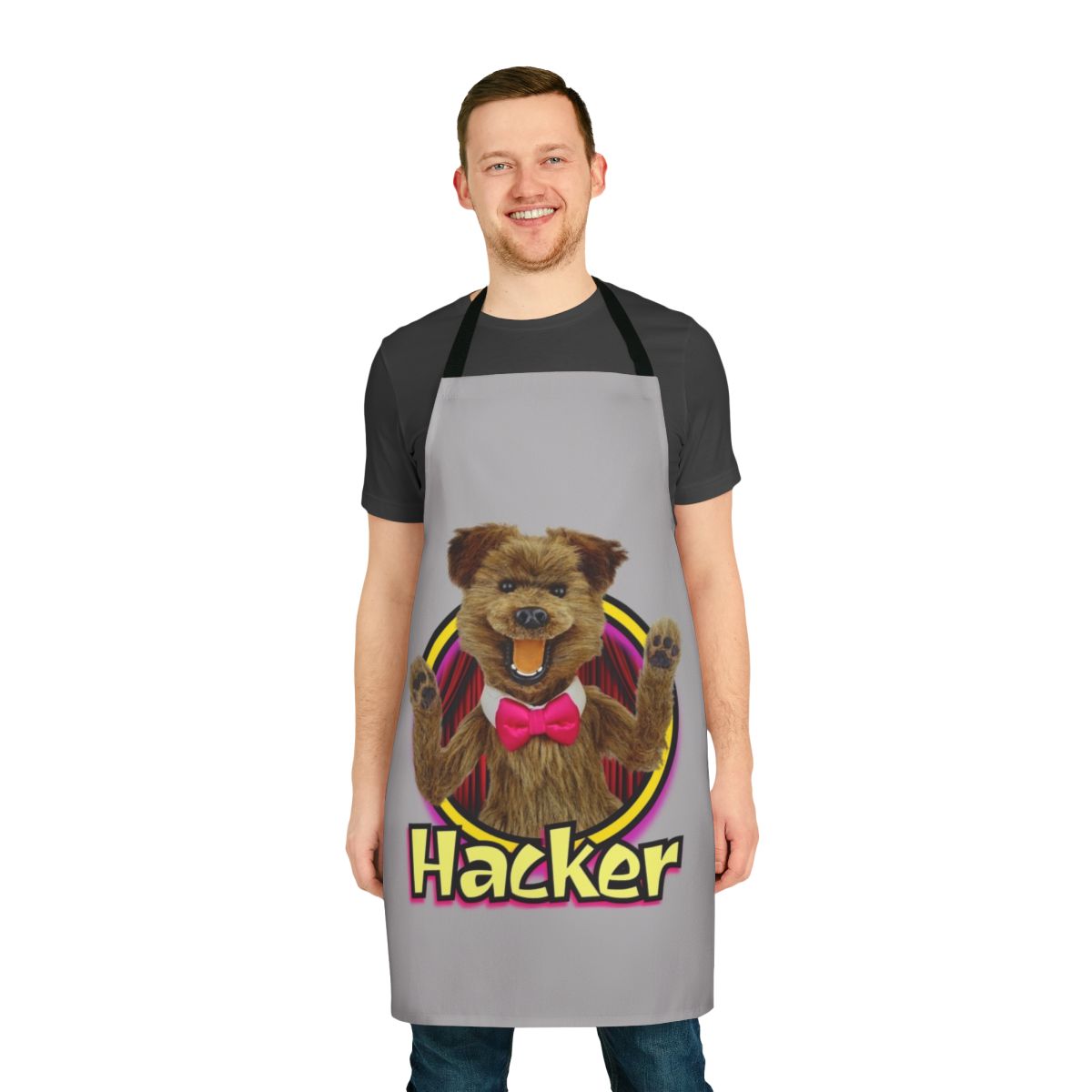 Colorful retro nostalgia puppet monster character apron