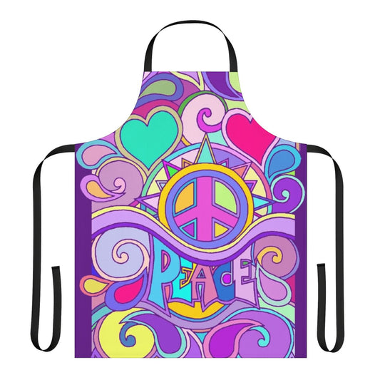 Colorful psychedelic pattern apron with hippie and retro design