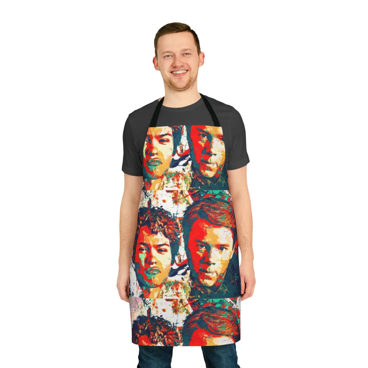 Colorful painted apron with royal-inspired design