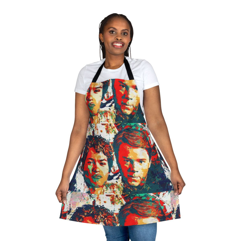 Colorful painted apron with royal-inspired design