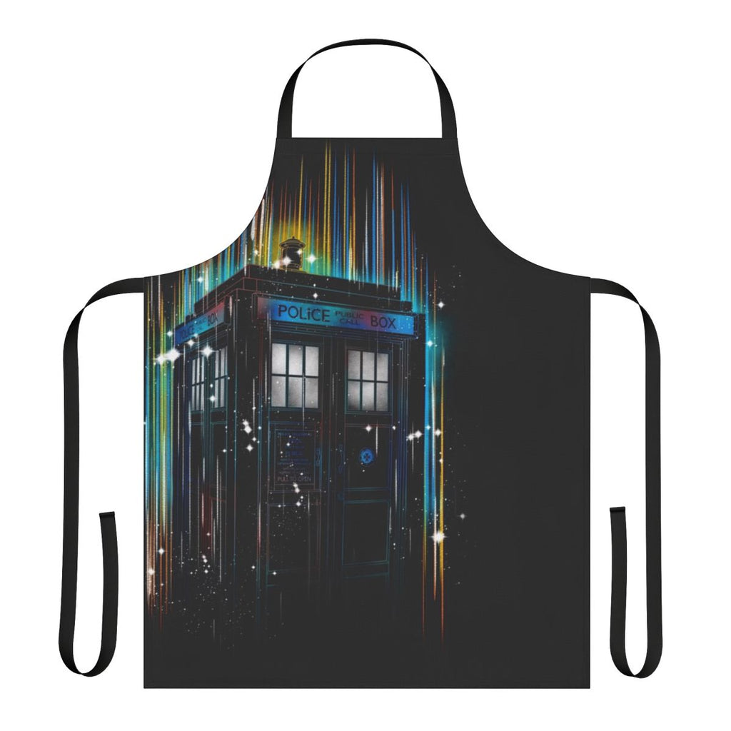 Colorful apron featuring a Doctor Who-inspired regeneration design