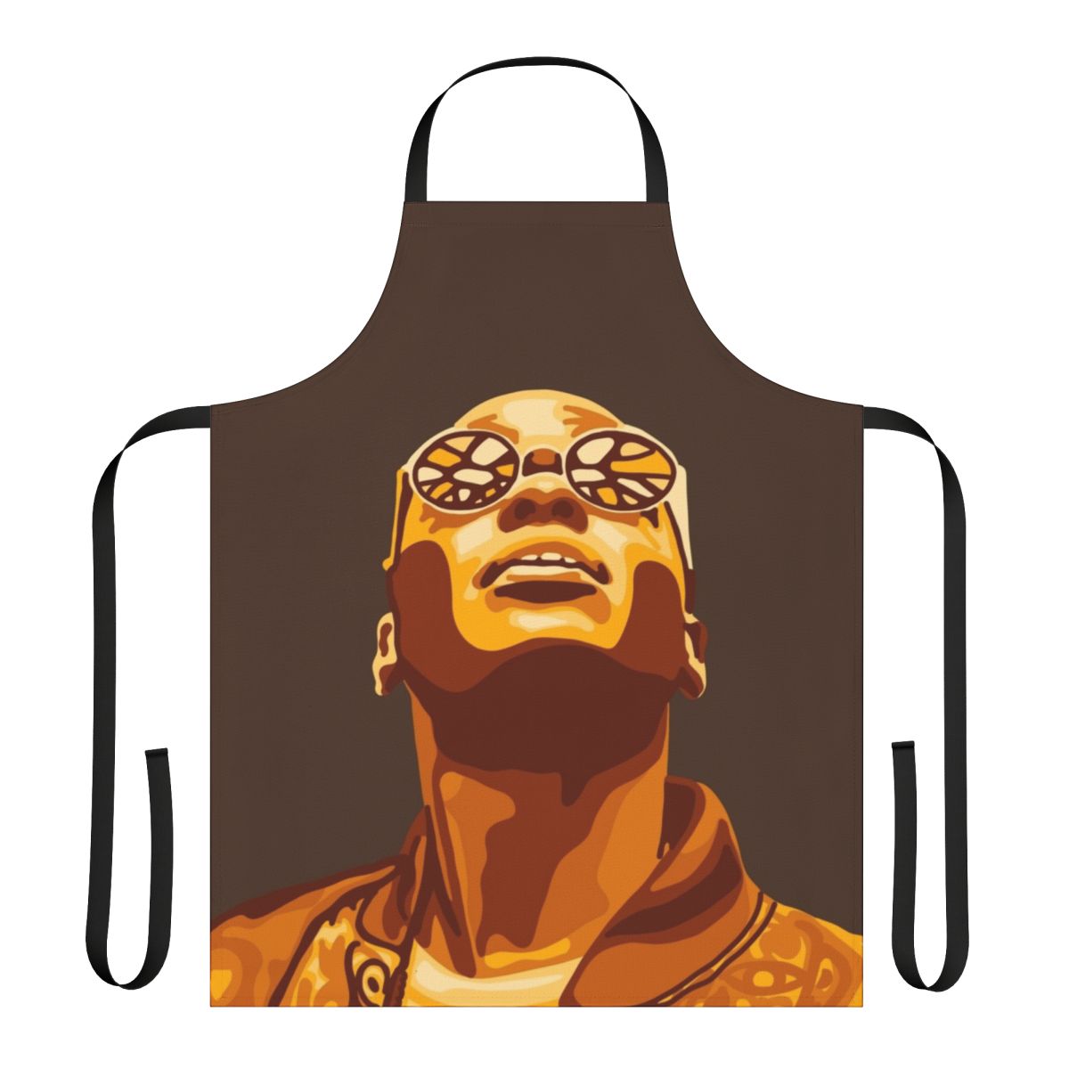 Colorful apron featuring a portrait design of Eric from the Netflix series Sex Education