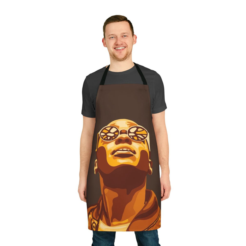 Colorful apron featuring a portrait design of Eric from the Netflix series Sex Education