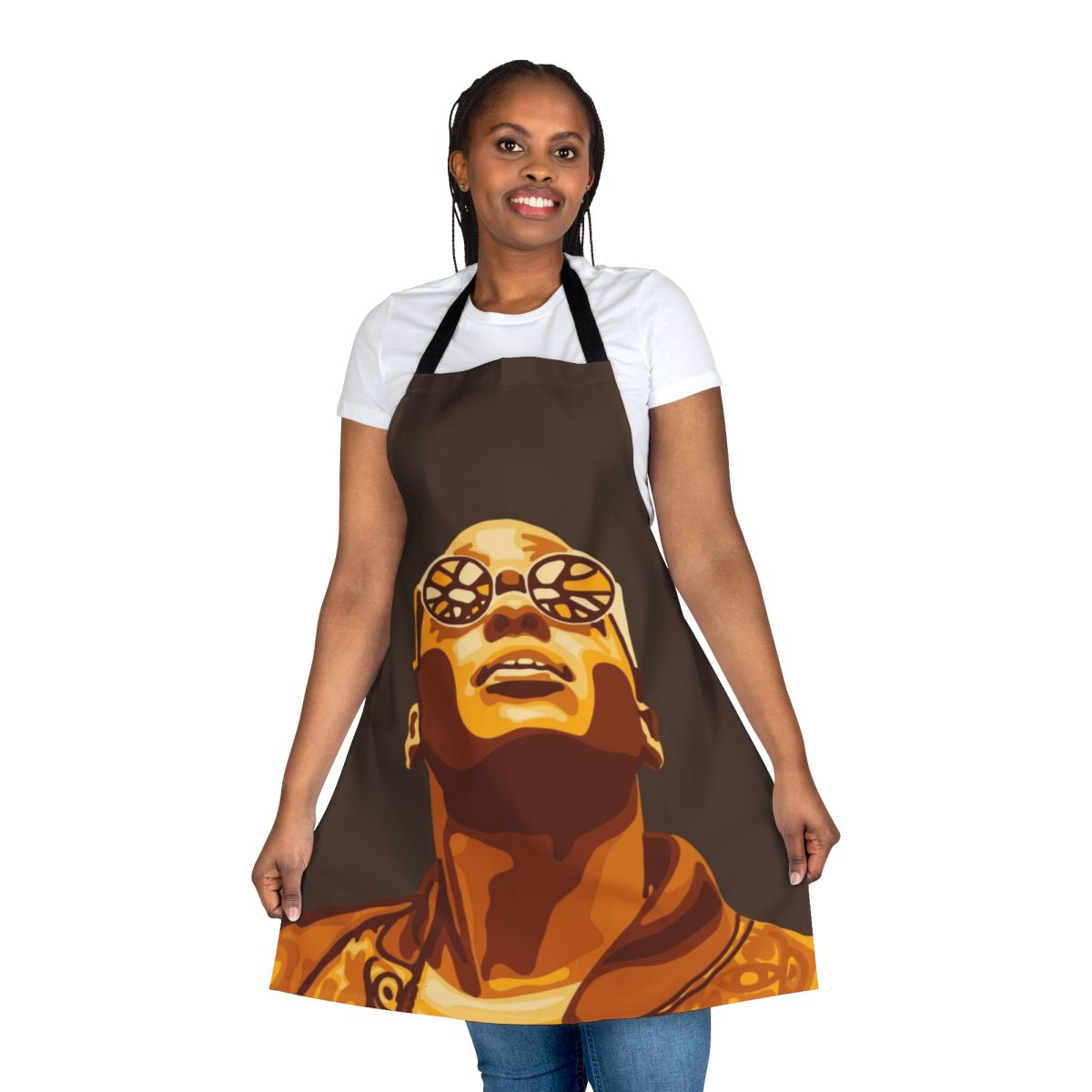 Colorful apron featuring a portrait design of Eric from the Netflix series Sex Education