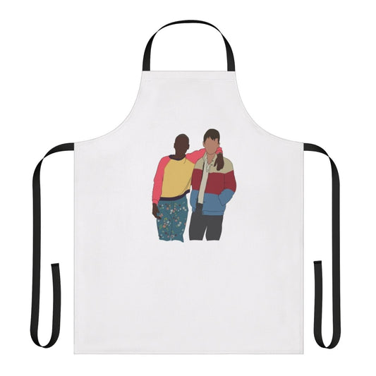 Colorful sex education themed apron with vibrant cartoon illustration