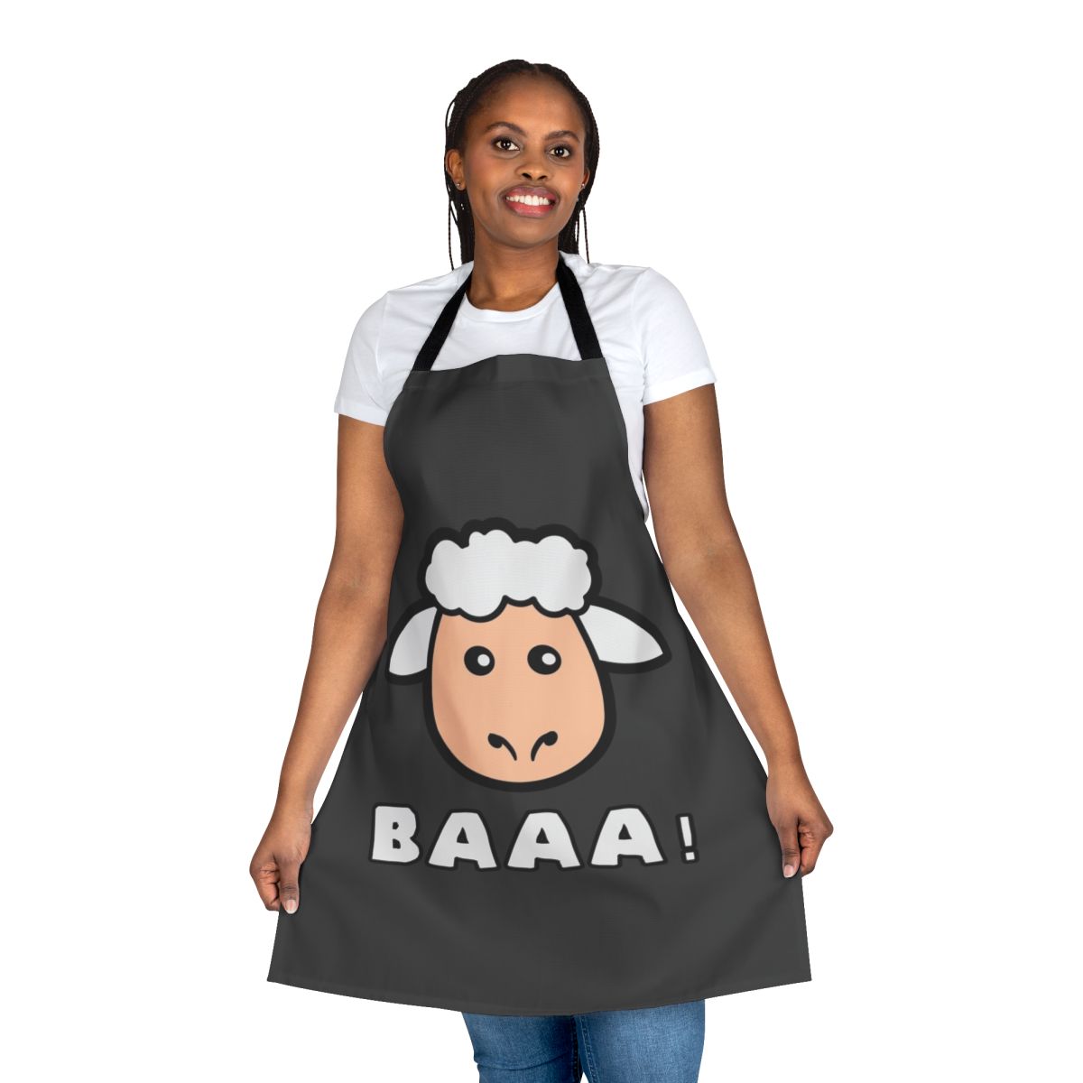 Illustration of a cute, colorful sheep on an apron