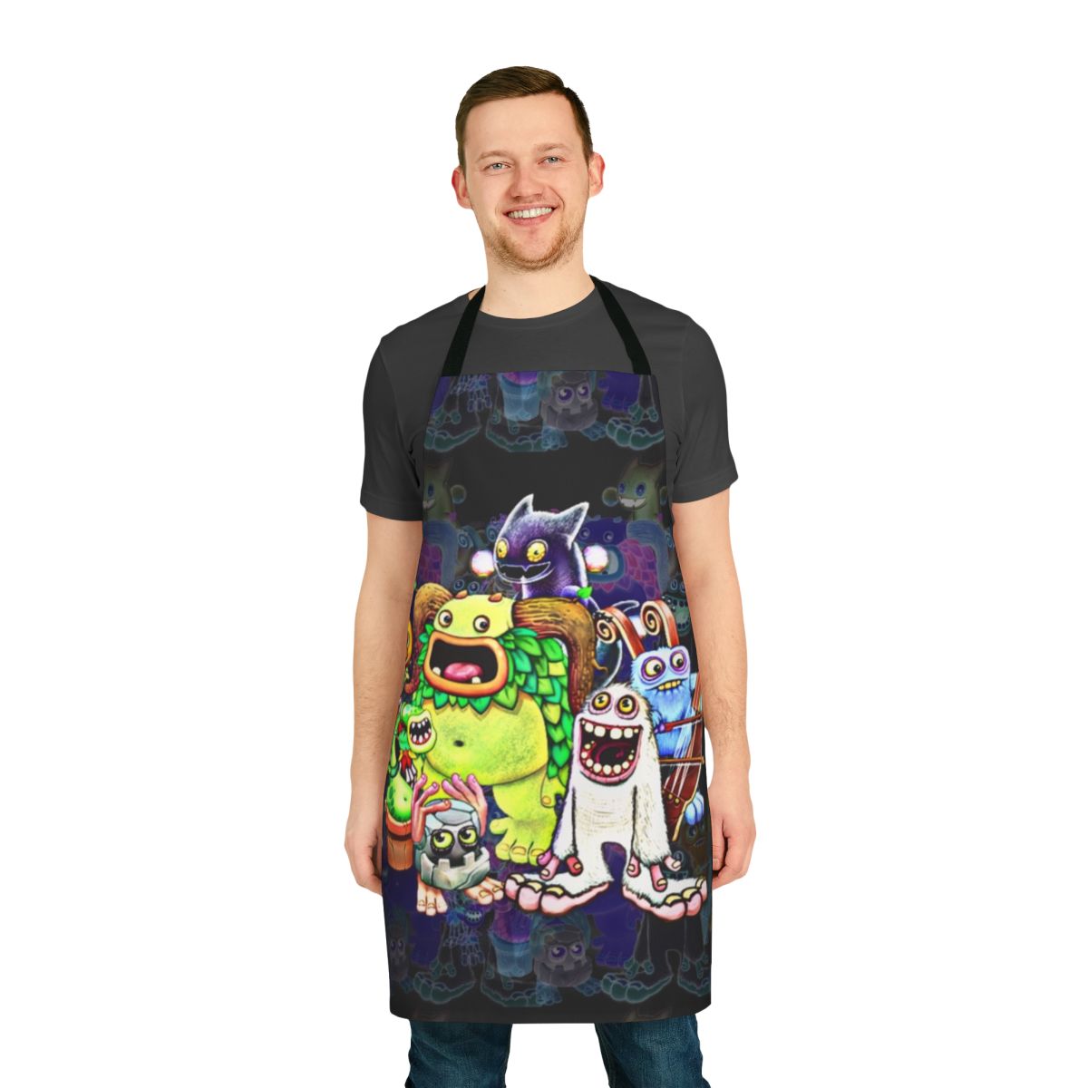 Apron featuring characters from the game "My Singing Monsters"