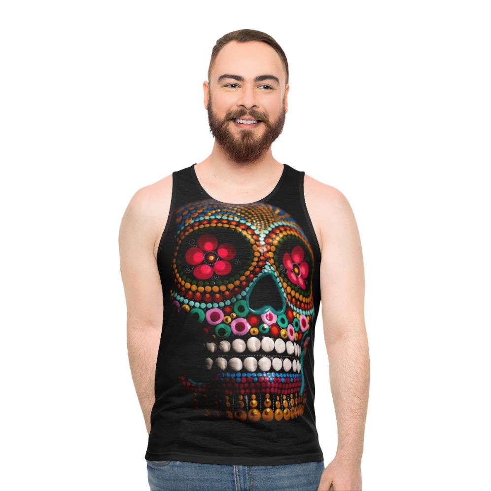 Unisex Day of the Dead Skull Print Tank Top