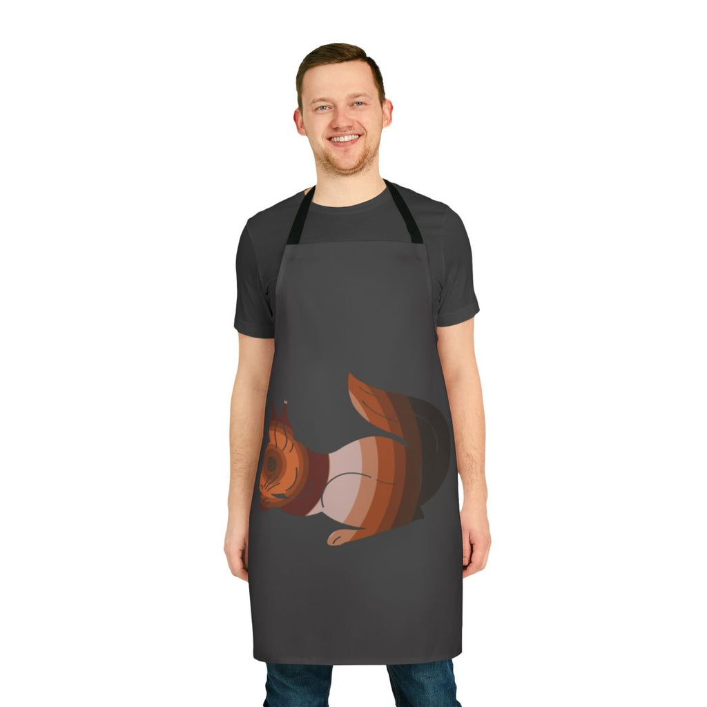 Colorful abstract design featuring a squirrel, a legendary animal and spirit animal, printed on an apron.
