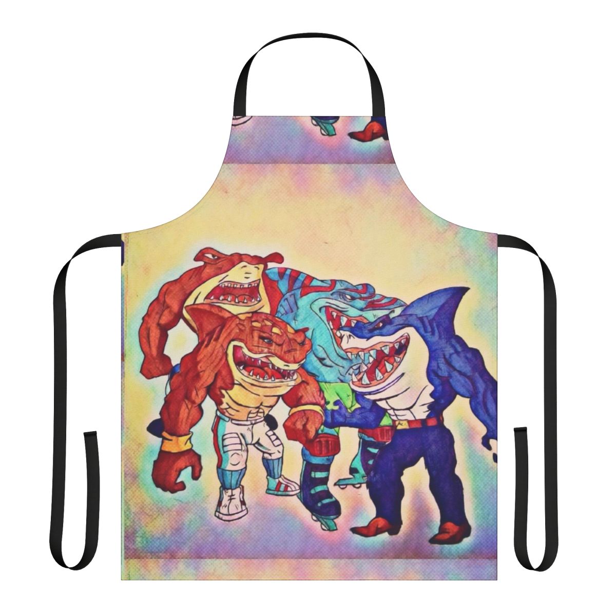 Vibrant street shark graphic printed on a high-quality protective apron