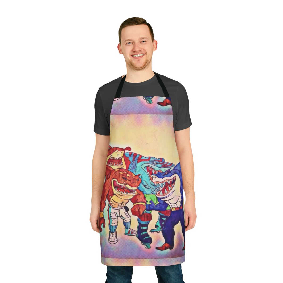 Vibrant street shark graphic printed on a high-quality protective apron