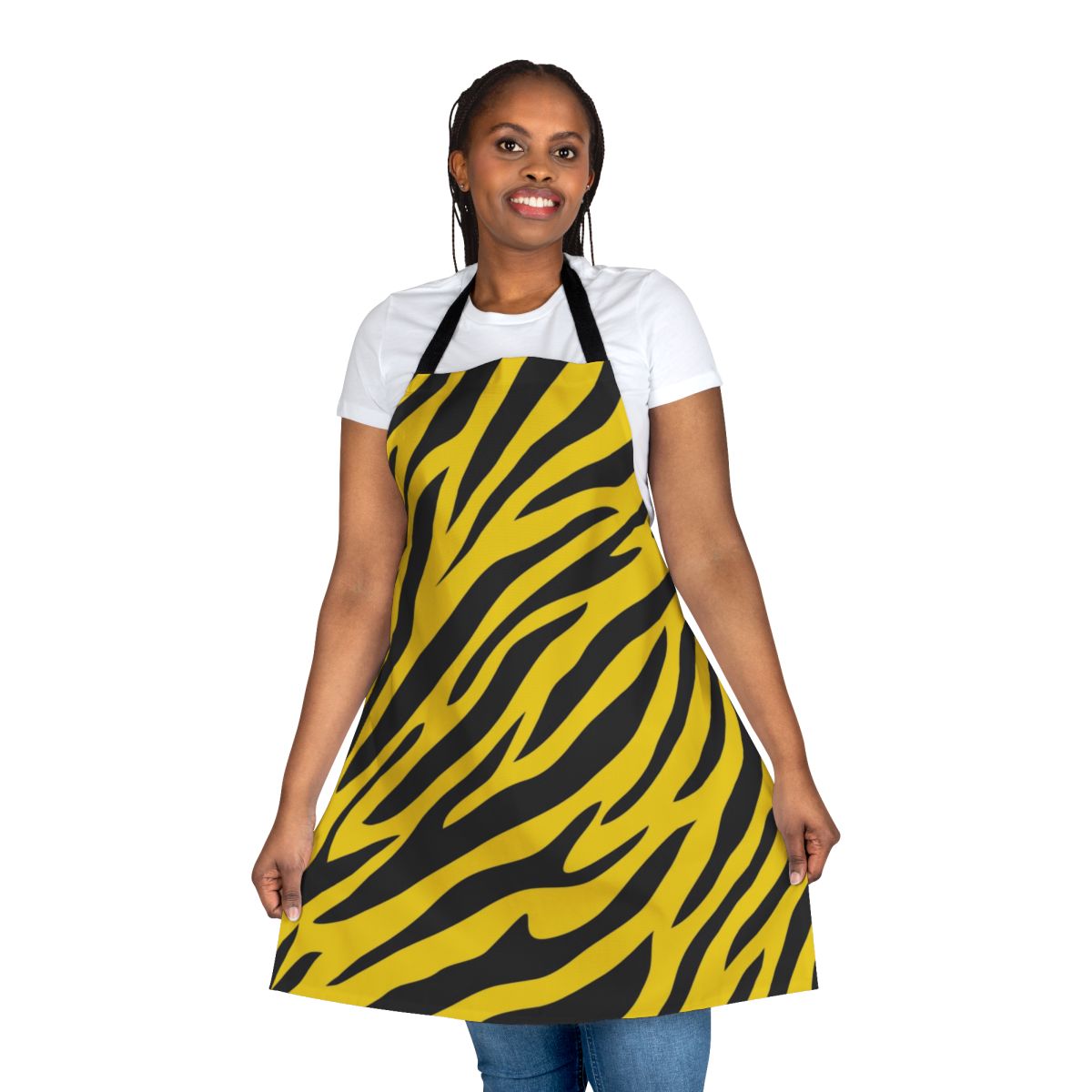 Vibrant tiger stripes pattern apron for cooking and baking