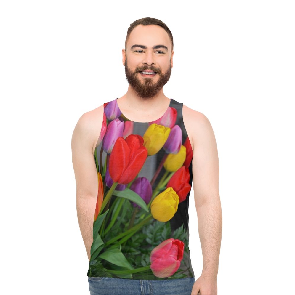 Colorful tulip floral tank top