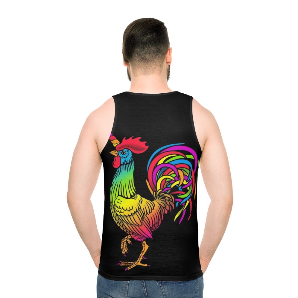 Colorful unicorn and chicken print unisex tank top