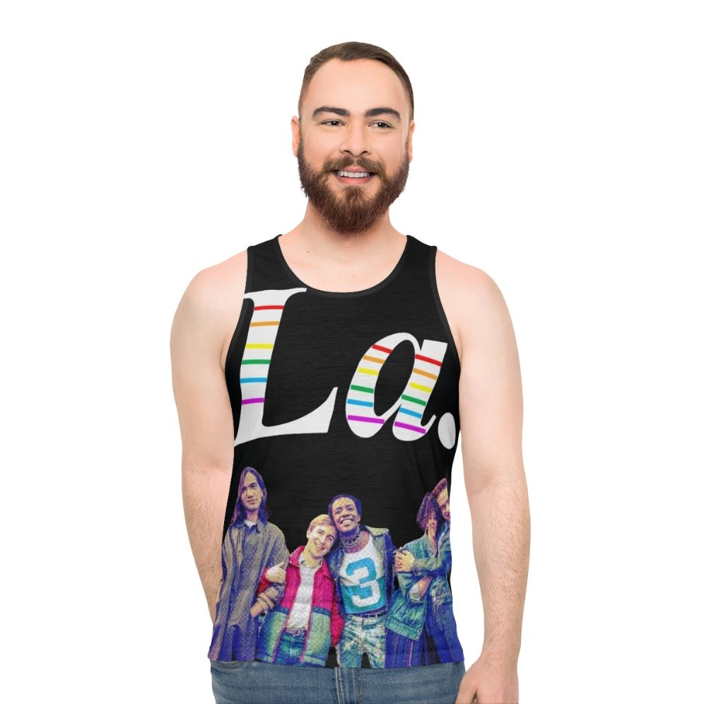 Colorful unisex tank top featuring "It's a Sin" design