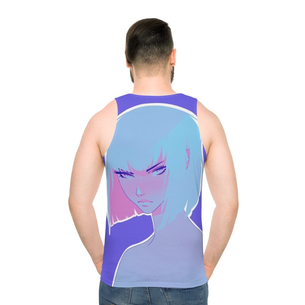 Colorful unisex winter tank top with anime-inspired flat design