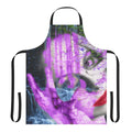 Vibrant waterfall-themed apron with abstract, surreal patterns