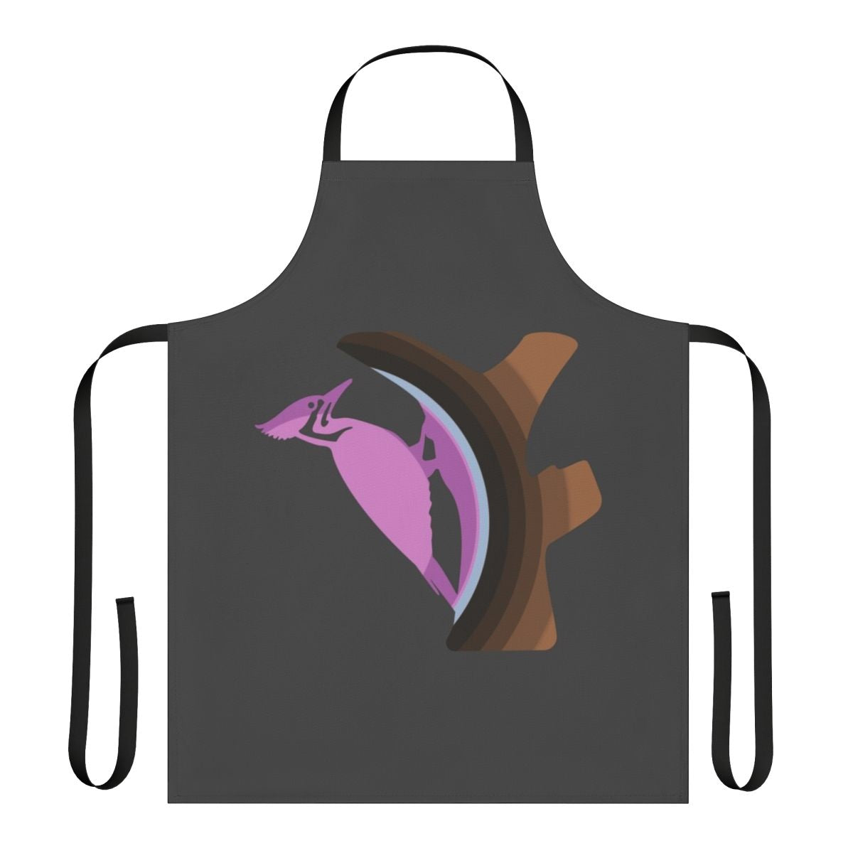 Vibrant illustration of a woodpecker and other legendary animals on a high-quality apron