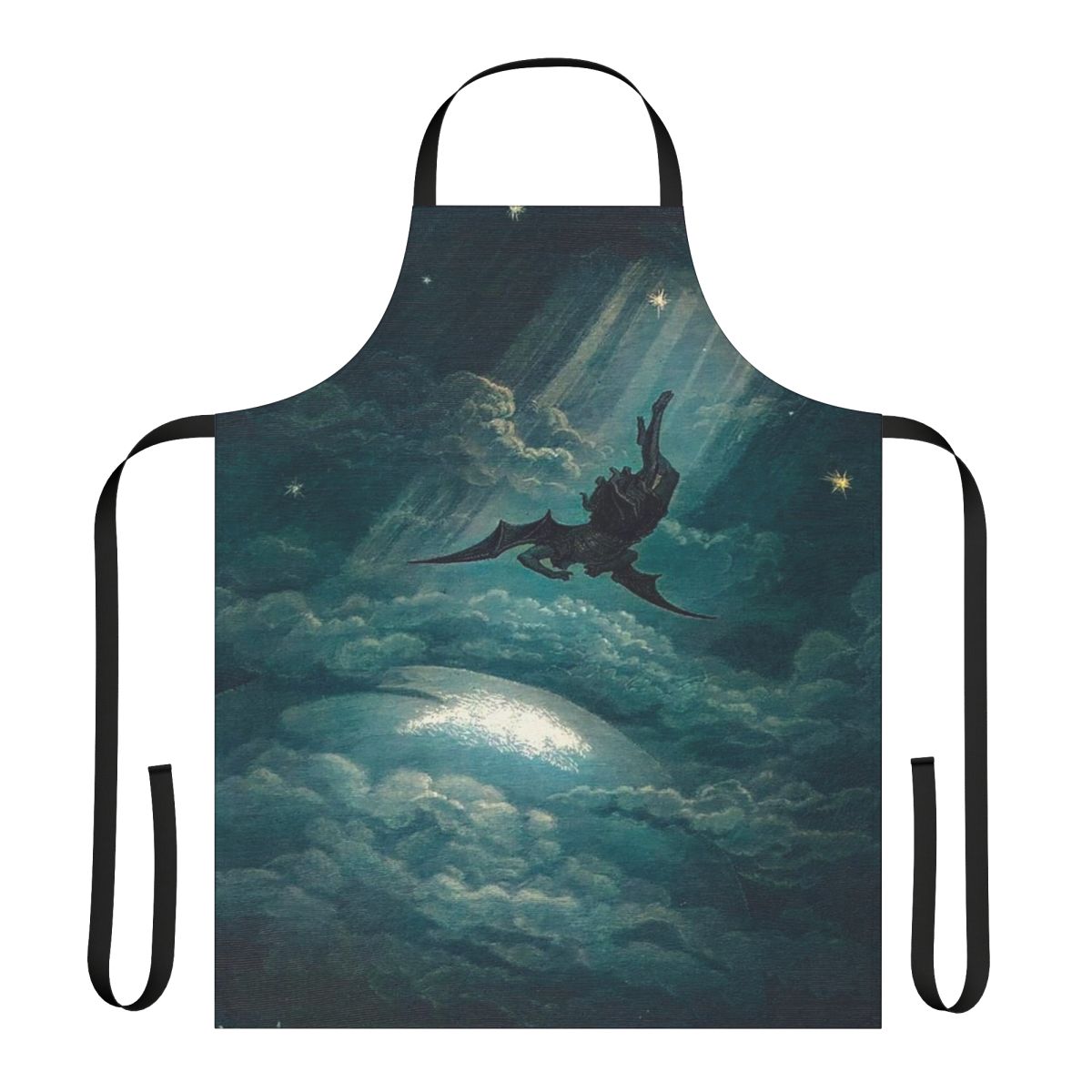 Colorized Paradise Lost apron featuring artwork inspired by Gustave Doré's illustrations