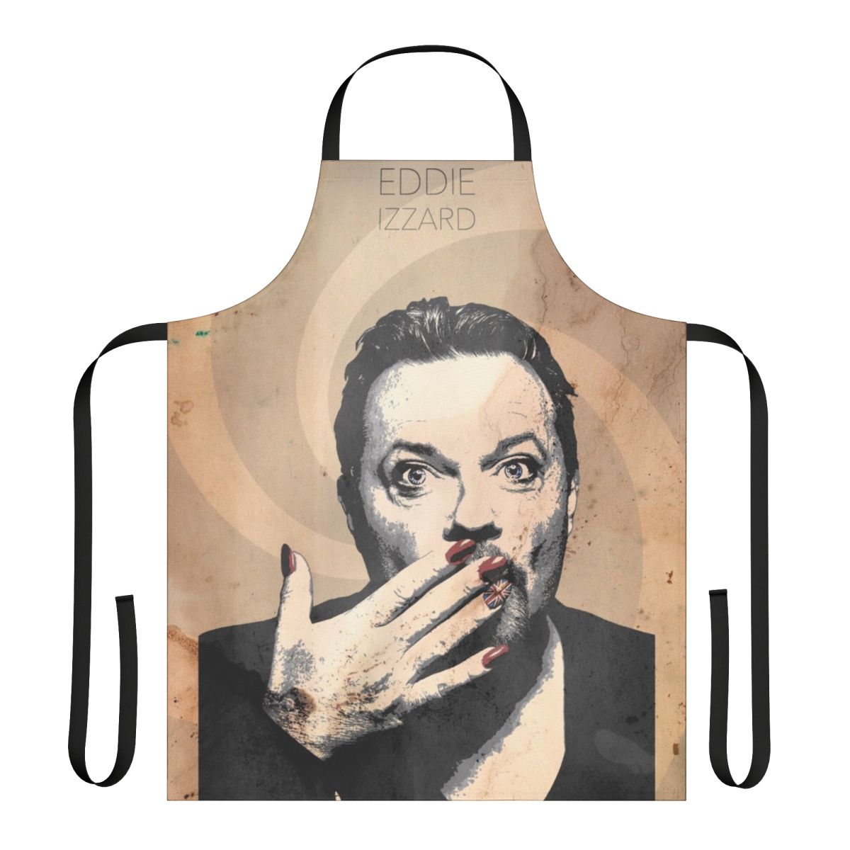 Comedic Eddie Izzard inspired apron with vintage and queer style elements