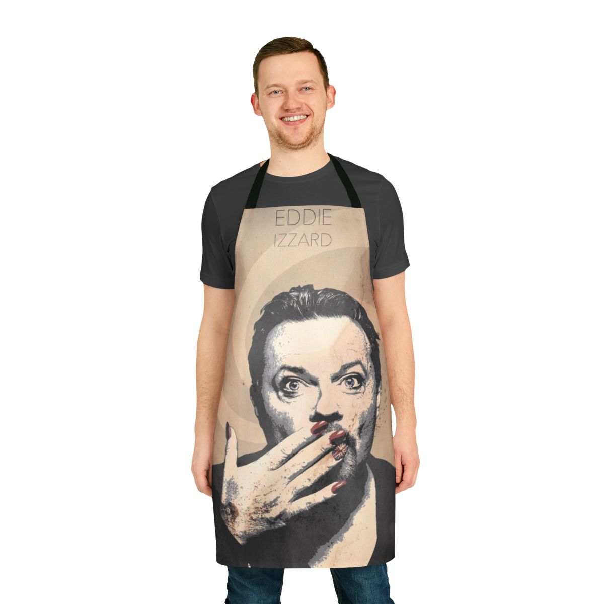 Comedic Eddie Izzard inspired apron with vintage and queer style elements