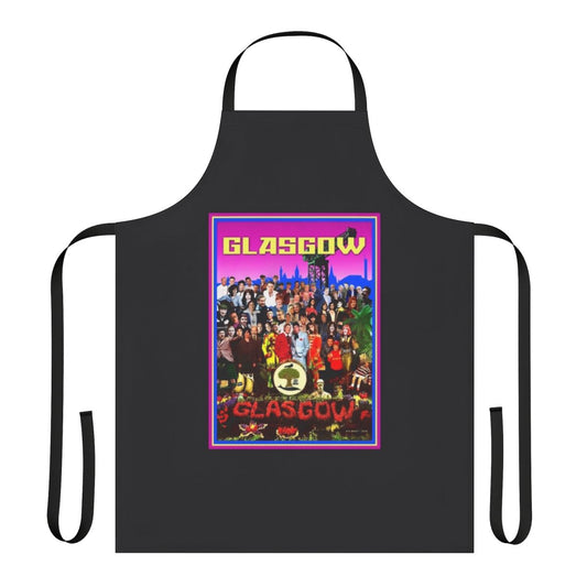 A Glasgow-themed apron with a humorous design, perfect for Scottish comedy fans in the kitchen.