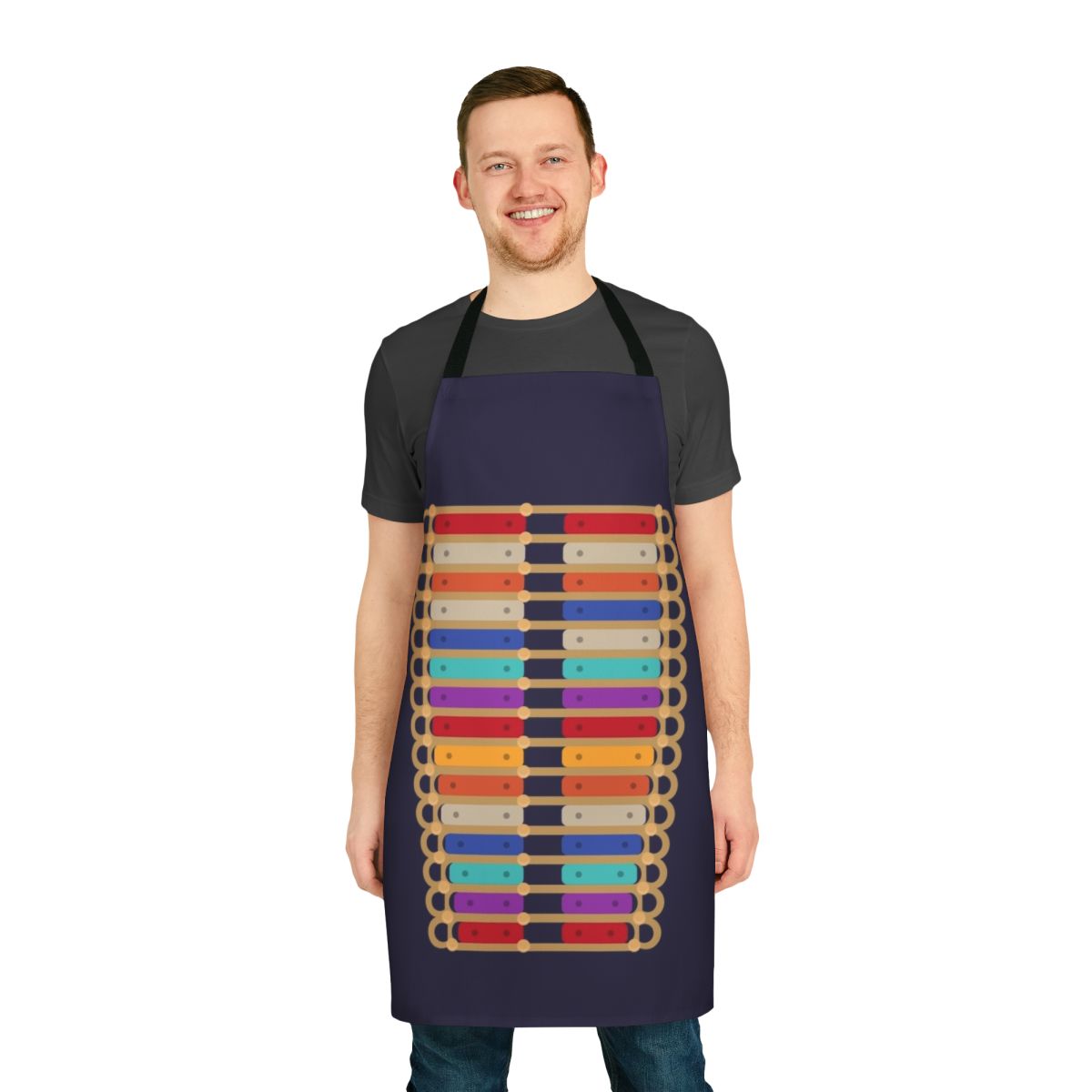 Comedic music-themed apron featuring a playful design