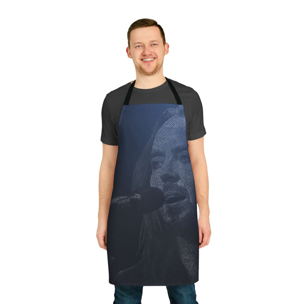 Apron with vibrant Tim Minchin-inspired typography and design