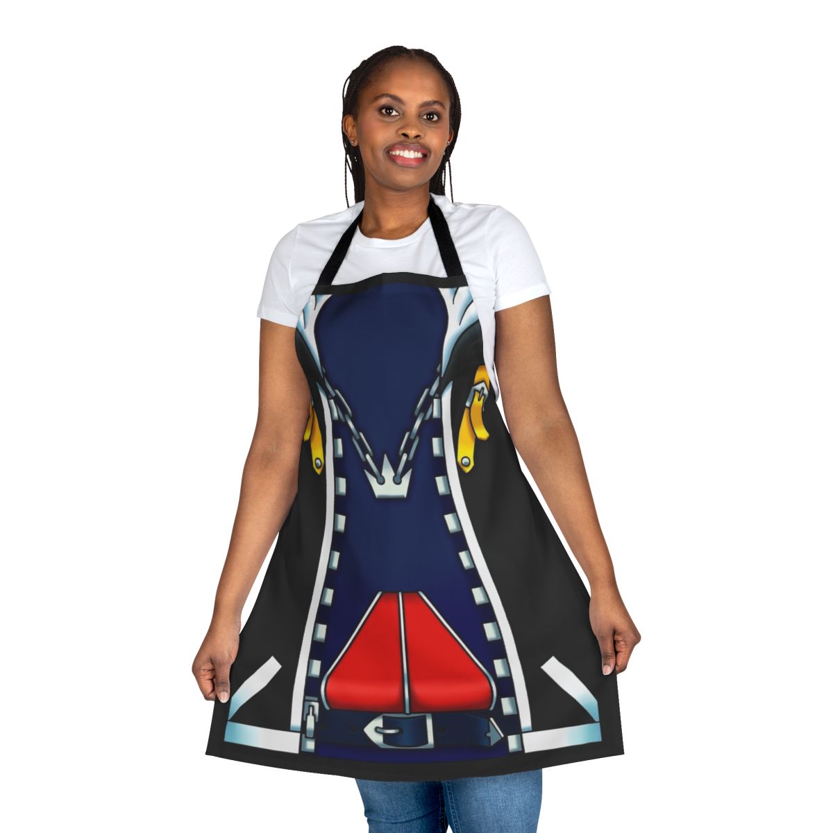 Comfy cosplay-inspired sky-themed apron for Kingdom Hearts fans
