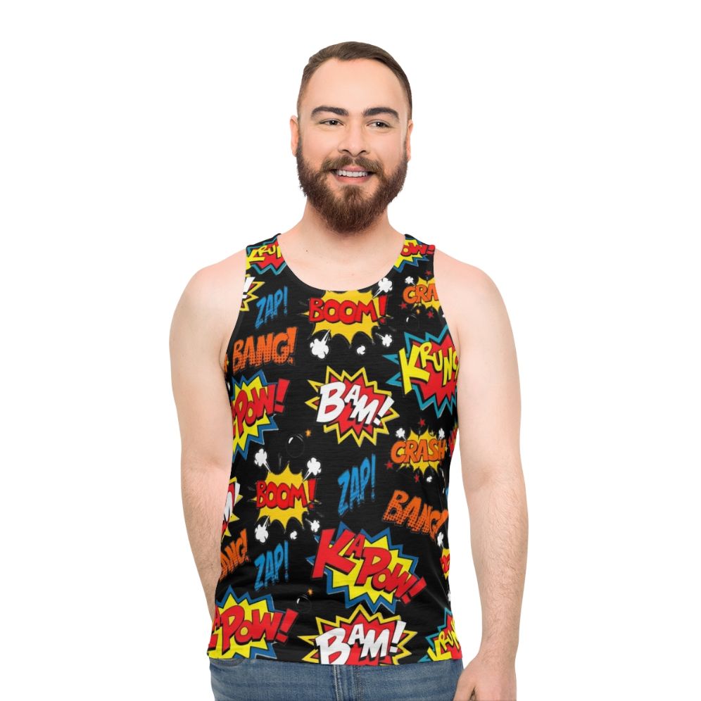 Comic book explosion unisex tank top