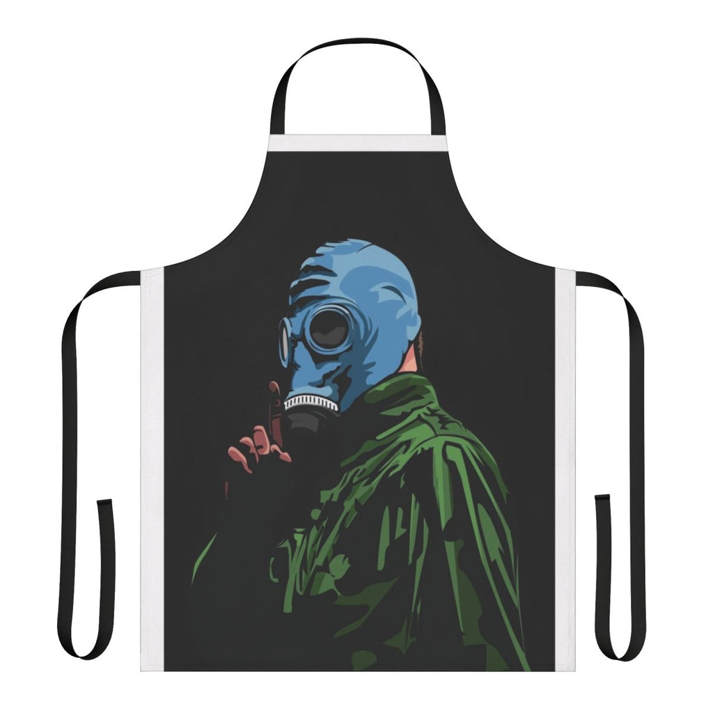 Vibrant comic-style illustration of Dead Man's Shoes movie on an apron