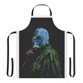 Vibrant comic-style illustration of Dead Man's Shoes movie on an apron