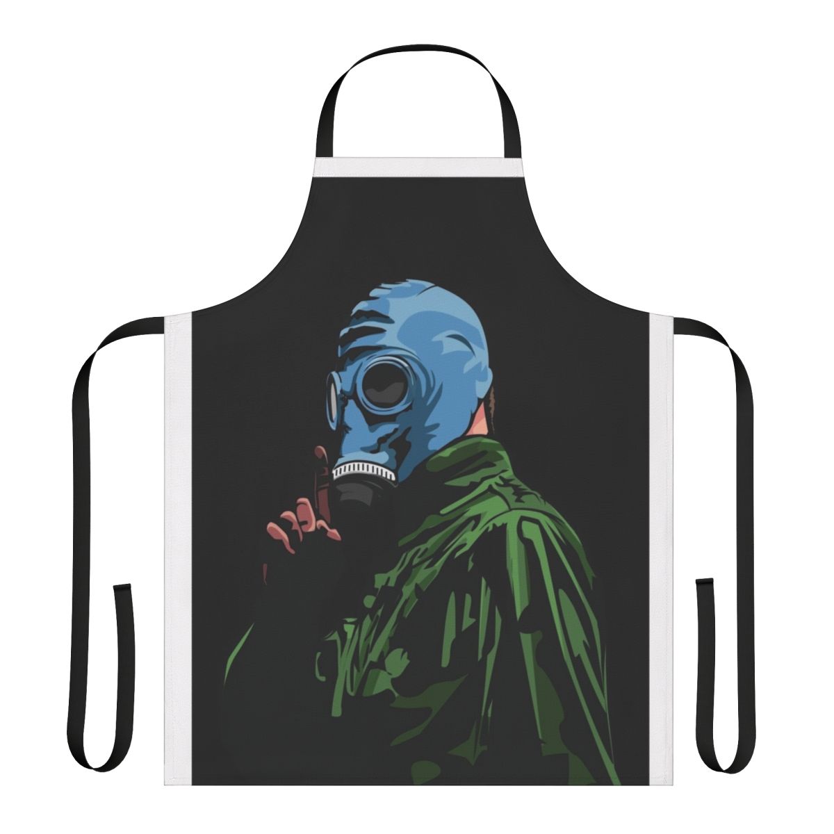 Vibrant comic-style illustration of Dead Man's Shoes movie on an apron