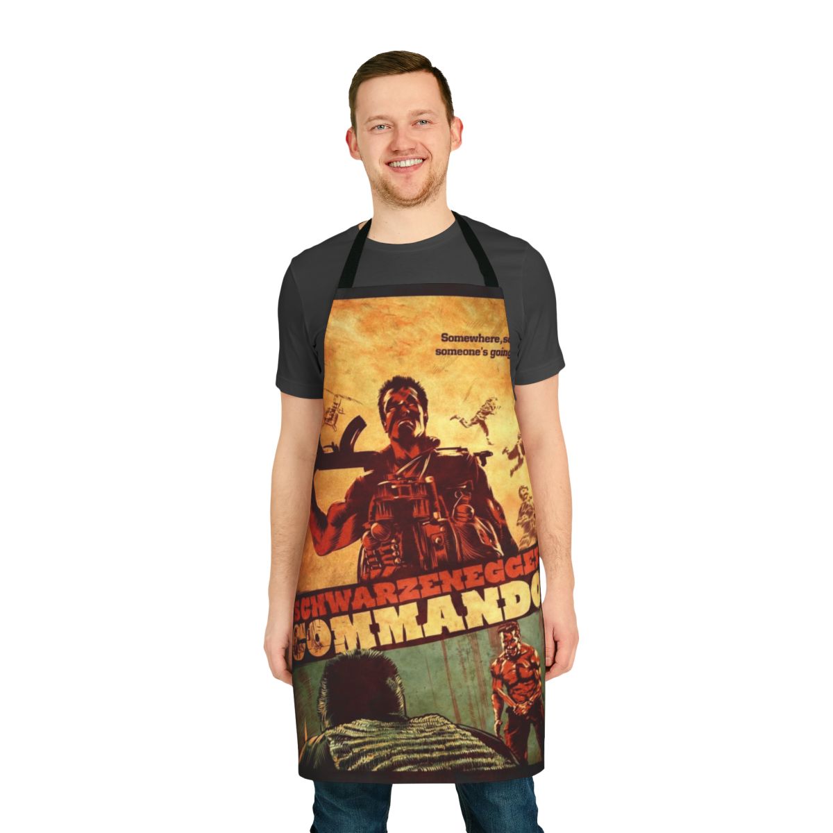 Commando-inspired military-style apron with camouflage pattern