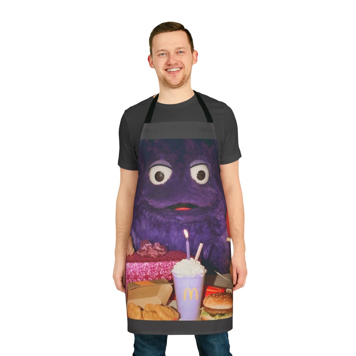 Grimace-themed apron for McDonalds fans