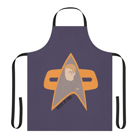 7 of 9 character apron from Star Trek Voyager featuring the Borg symbol and Starfleet uniform