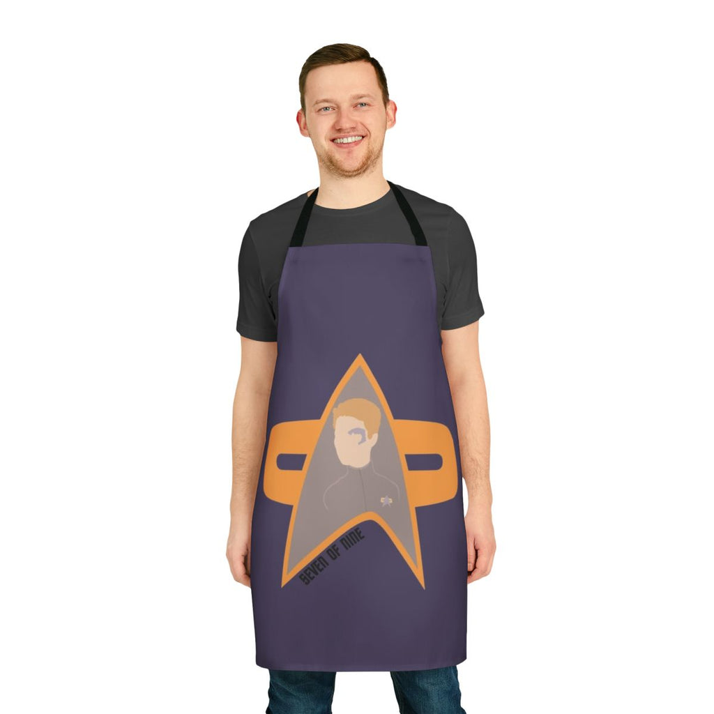 7 of 9 character apron from Star Trek Voyager featuring the Borg symbol and Starfleet uniform