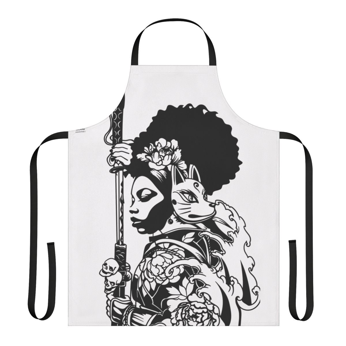 Apron featuring the image of Afua Asantewaa, a prominent historical figure from Africa