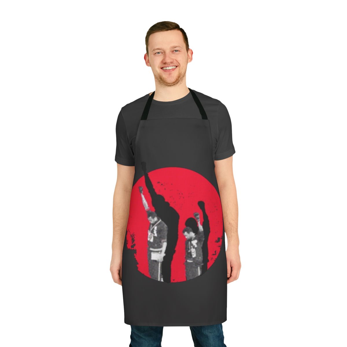 Apron featuring the iconic black power salute from the 1968 Mexico Olympics