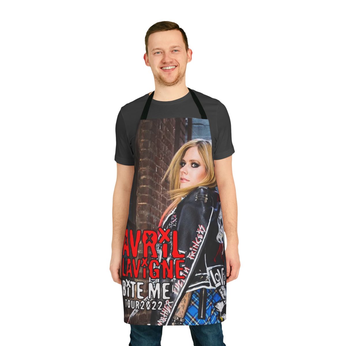 Avril Lavigne-inspired apron featuring the Yaweh tour logo