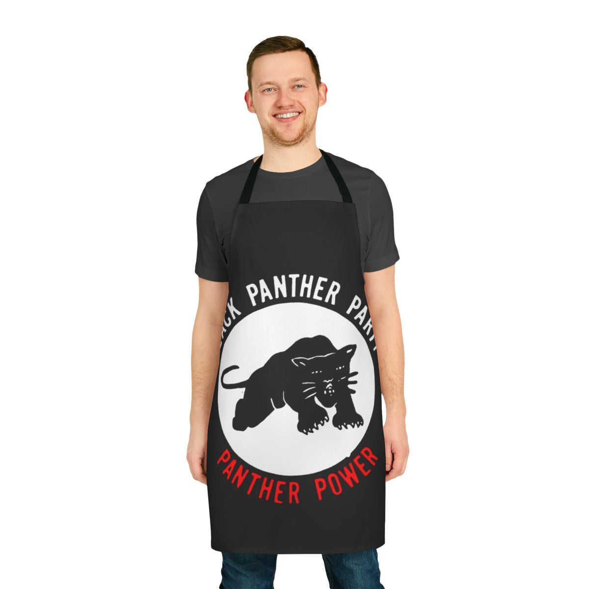 Black Panther inspired apron featuring the iconic panther logo