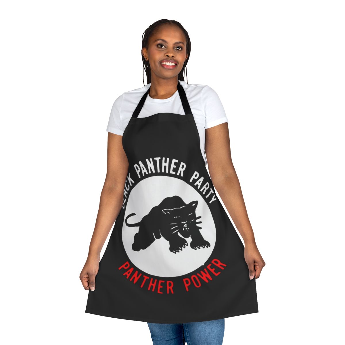 Black Panther inspired apron featuring the iconic panther logo