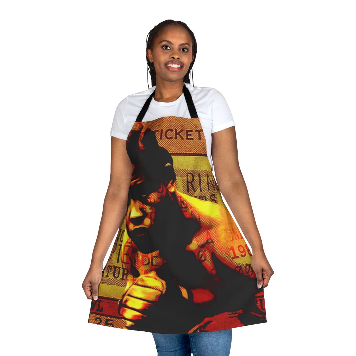 Apron featuring a graphic of Joe Louis, the legendary boxer known as "The Brown Bomber"